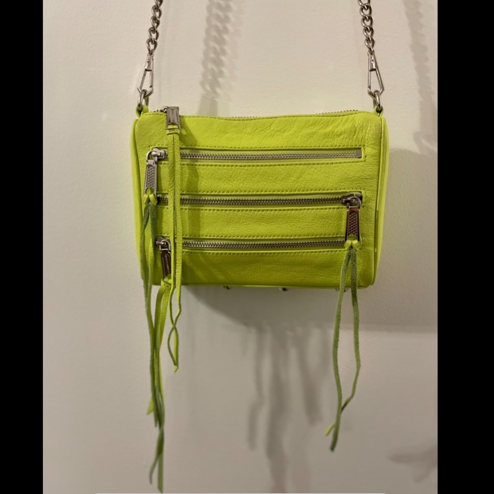 Rebecca Minkoff Five-Zip Mini Crossbody Bag, Lime